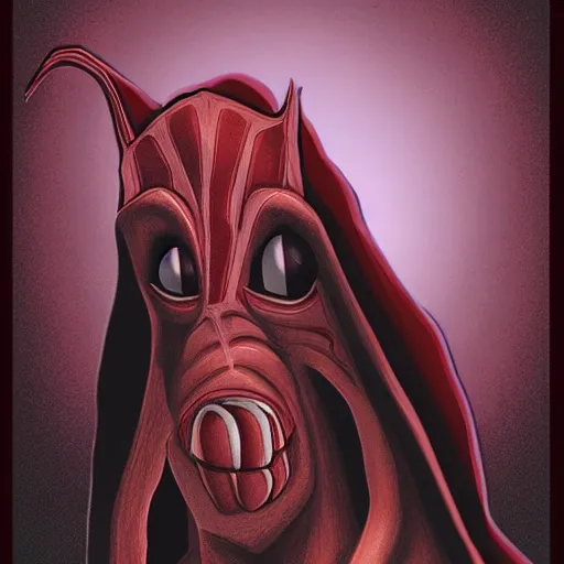 Prompt: jar_jar_binks as a sith_lord, dark fantasy