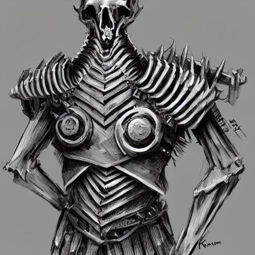 Prompt: ragged bone breastplate. armor made of ribcage and rib bones, knotted together. fantasy ribcage armor chest plate. made of layered bones. digital charcoal sketch. prop design multiple angles. # digitalsketch # monochrome # sketch # ink # characterdesign # dndcharacter # charactersketch # characterconcept # conceptart