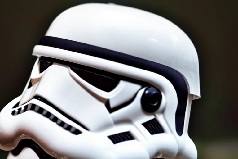 Prompt: stormtroopers hair on top of helmet