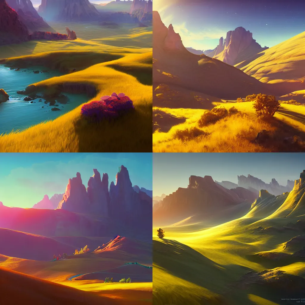 Prompt: Lively sunny landscape of Southwest Montana realistic detailed digital art by Maxwell Boas Jessica Rossier Christian Dimitrov Anton Fadeev trending on Artstation CGSociety rendered in Unreal Engine 4k HQ