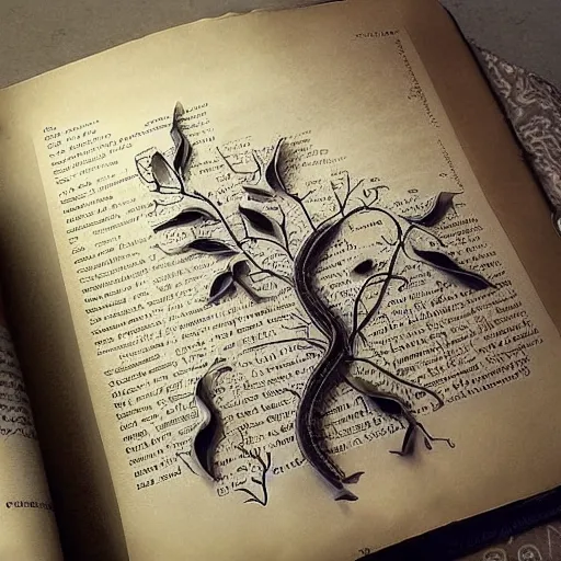 Image similar to “ very photorealistic photo of vines growing out of a woman ’ s book as she sleeps, award - winning details ”