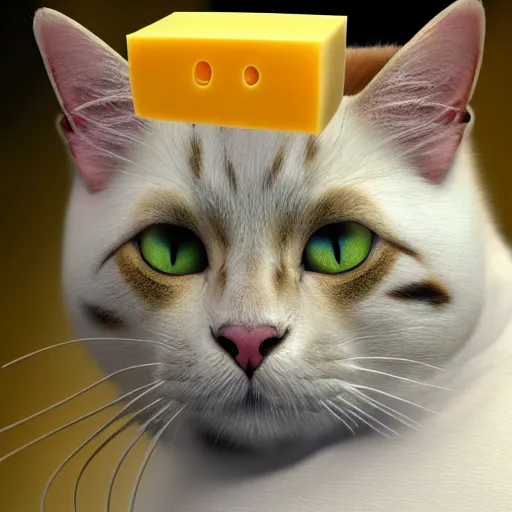 Image similar to cat made from cheese, photorealistic, 4 k