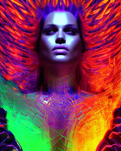 Prompt: a powerful energy psychedelic matrix woman by alexander fedosav, hyper detailed digital matte painting, concept art, hyperrealism, 1 6 k resolution, cinema 4 d, 8 k resolution, trending on artstation, behance hd, a masterpiece, by stephan martiniere, particles, cel - shaded, power bright neon energy, by david a. hardy