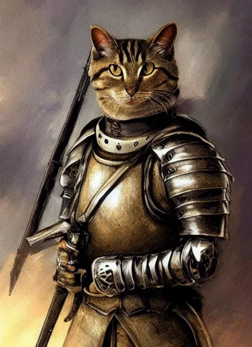 Prompt: a soldier knight cat, realistic