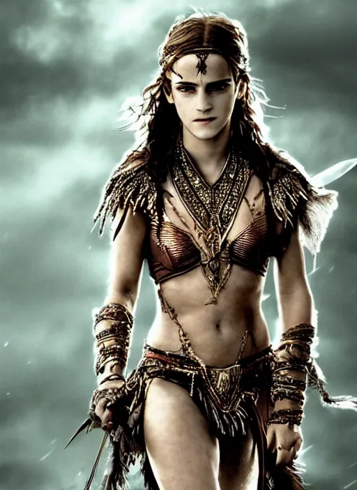 Image similar to ultrarealistic photo of warrior princess emma watson dejah thoris, full body, cinematic,