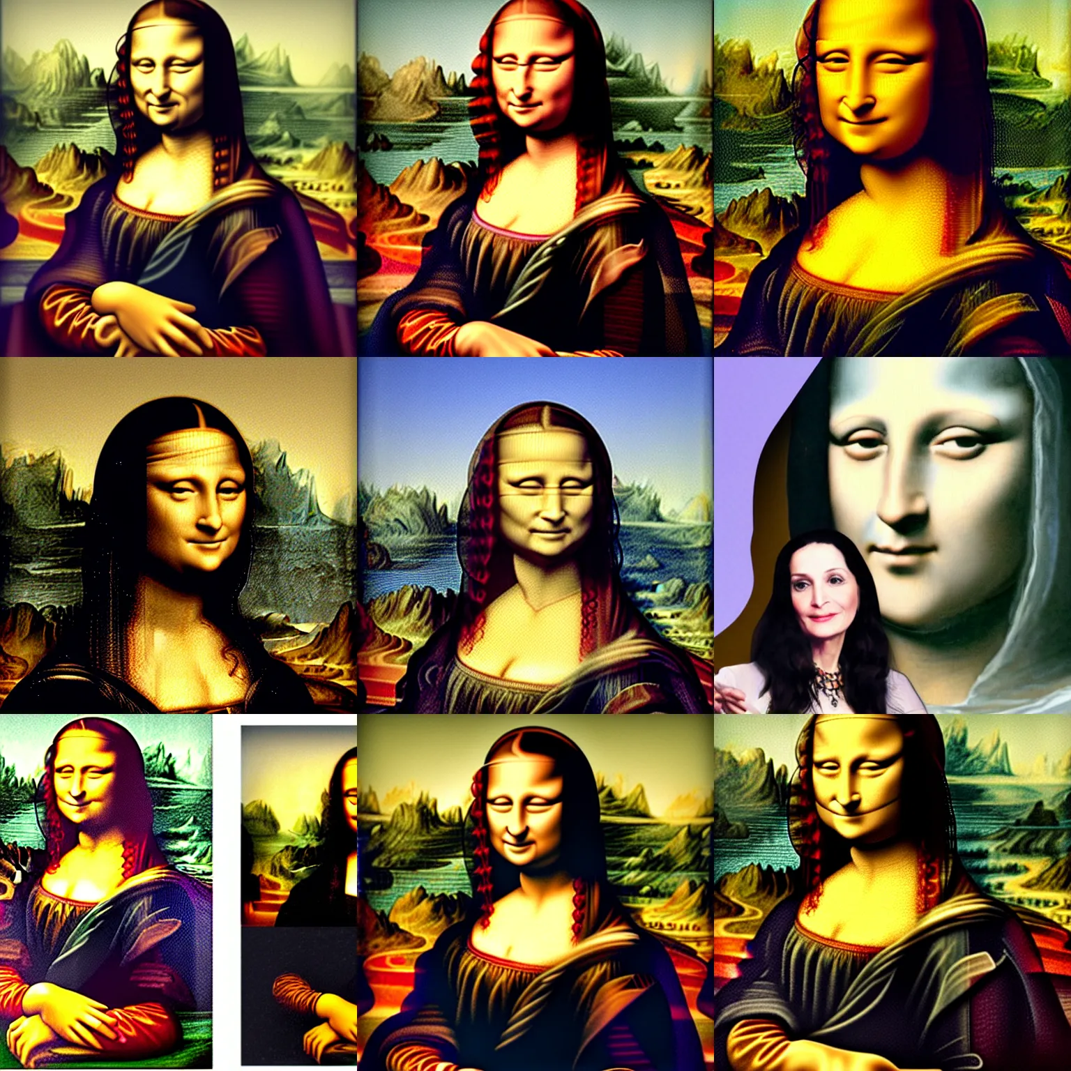 Prompt: Mona Lisa as a Steven Colbert show guest