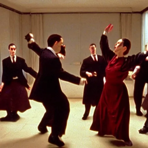 Image similar to orthodox Jews dancing in American Psycho (1999)