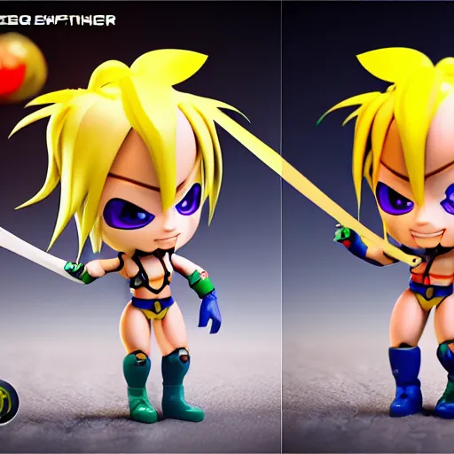 Image similar to plastic toy cute chibi figurine of vega from street fighter, blender, unreal engine, concept art, octane render, highly detailed, smooth, sharp focus