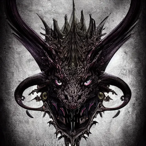 Image similar to a portrait of a dark entropy dragon, detailed, fantasy, scary, realistic, frightening, ornate, horns, spikes, incredible, masterpiece, amazing, wow!, sense of awe, award winning