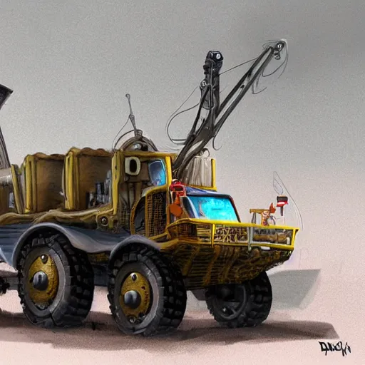 Prompt: concept art of small mining drilling vehicle by Dawid Michalczyk