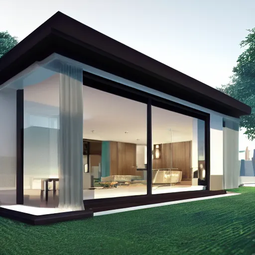 Image similar to mini modern house inside a crystal ball octane render hyperdetailed, house and home, home and garden,