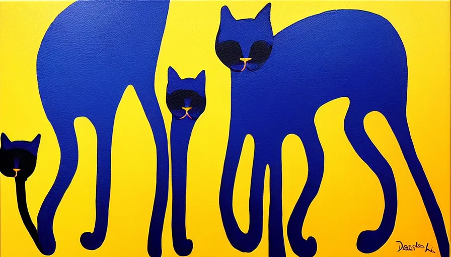 Image similar to contemporary semi abstract acrylic painting of really tall cats by daniel patrick kessler, kessler art, thick brush strokes and visible paint layers