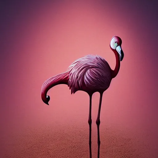 Prompt: A fickle flamingo is standing on a beach full of pink sand, highly detailed, neon artstyle, artstation, intricate, smooth, sharp focus, dark, horror, illustration, art by greg rutkowski and Yuumei, good clear quality, lighting, biology, symmetrical artwork, perfect face, 135 mm, cinematic, hyper realism, high detail, octane render, 8k, crimson highlights