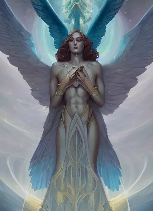 Image similar to archangel metatron detailed illustration by peter mohrbacher and by jon foster trending on artstation