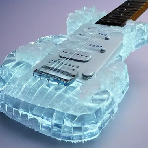 Prompt: electric guitar made of ice