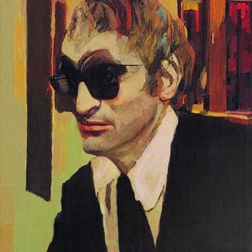 Image similar to “portrait of Donald fagen, by Robert McGinnis”