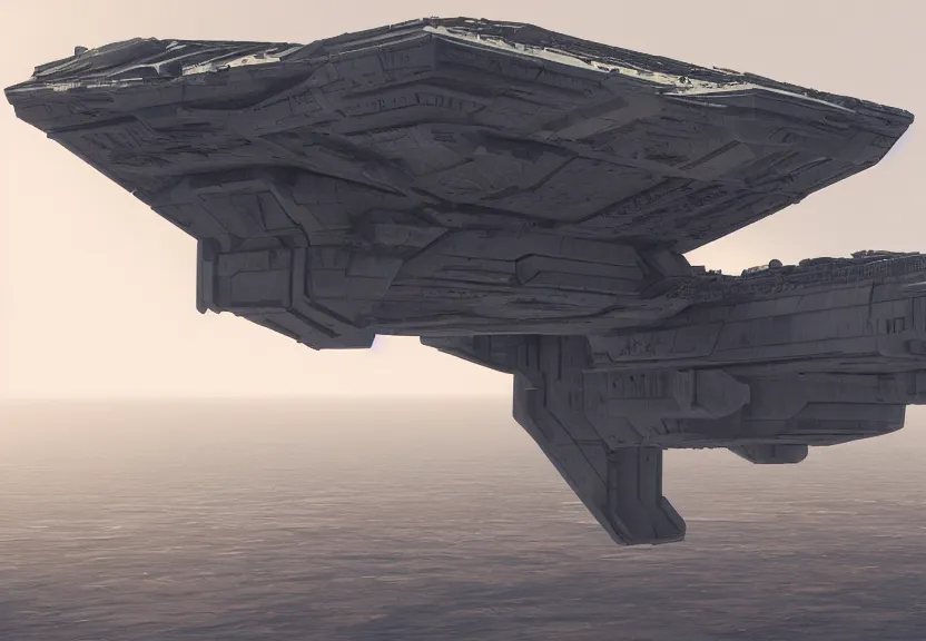 Image similar to sulaco star destroyer drop ship, ilm, beeple