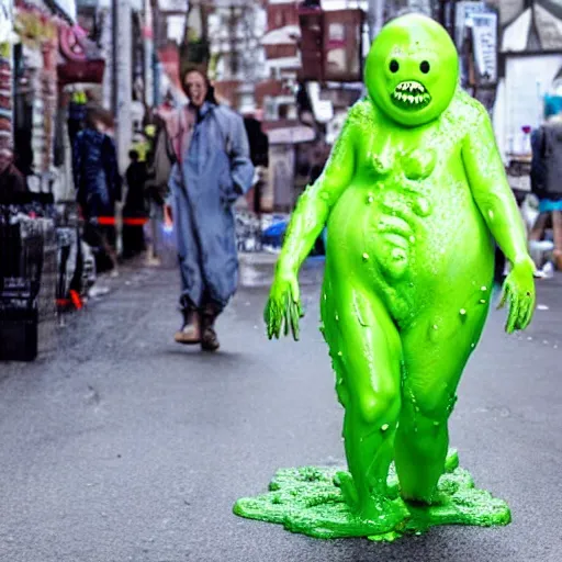 Image similar to big budget body horror movie. Production photograph. Slime.