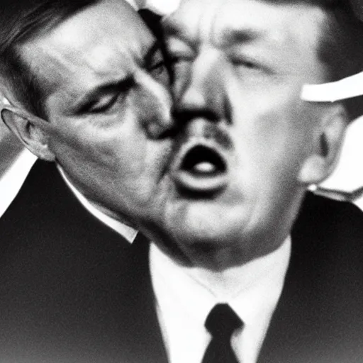 Image similar to still of donald trump kissing adolf hitler