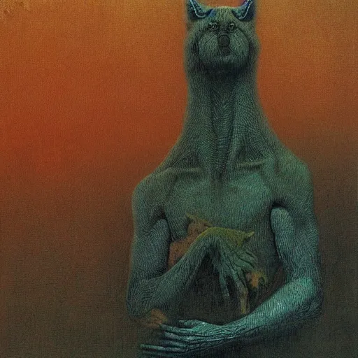 Prompt: fursona by Beksinski