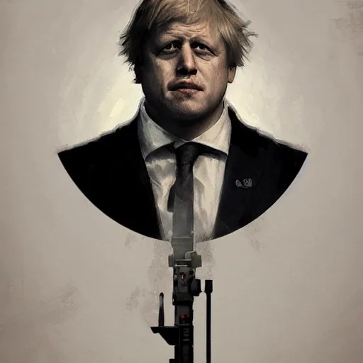 Image similar to Boris Johnson as Punisher, portrait, highly detailed, digital painting, artstation, concept art, sharp focus, illustration, cinematic lighting, art by artgerm and greg rutkowski and alphonse mucha