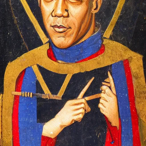 Image similar to medieval painting of barack obama