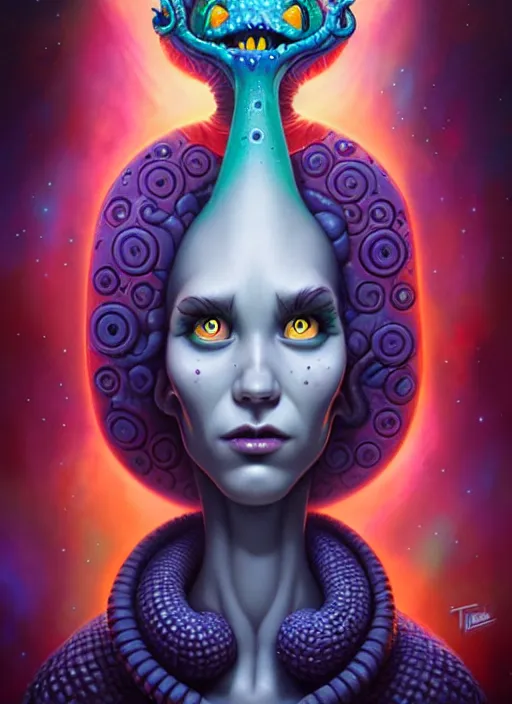 Prompt: cosmic lovecraft random cartoon character portrait, pixar style, by tristan eaton stanley artgerm and tom bagshaw.