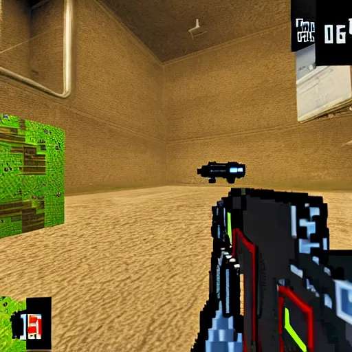 Prompt: og early fps shooter style homage 90s shooter early 2000s
