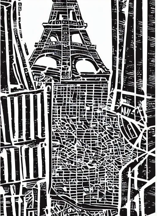 Image similar to portrait of paris, smooth, linocut illustration by tim foley