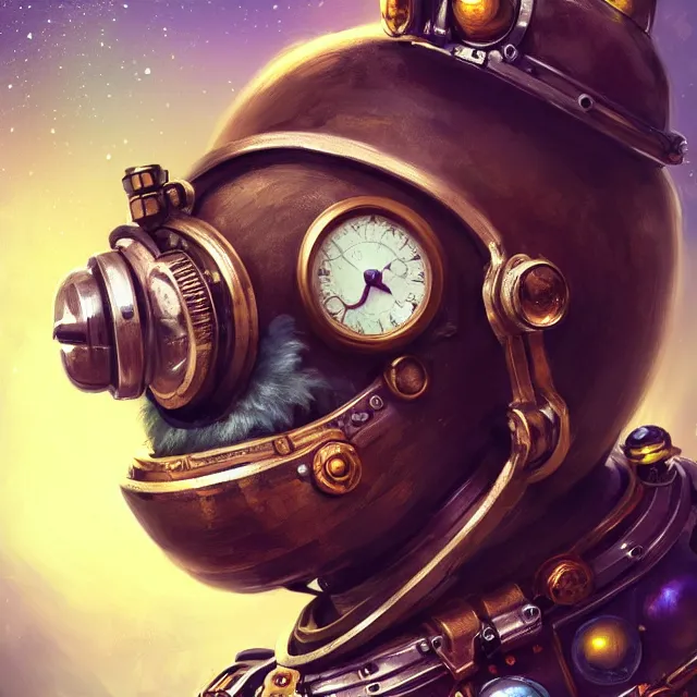 Prompt: cute monkey wearing steampunk space helmet, smiling, perfect face, gears, cinematic, elegant, highly detailed, psychedelic, digital painting, artstation, smooth, hard focus, illustration, art by jessica rossier and and brian froud