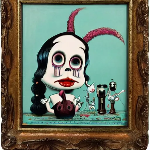 Image similar to an artwork by gary baseman, mark ryden and robert crumb