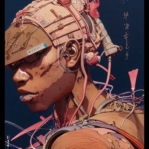 Image similar to citizen portrait soft light painted by james jean and katsuhiro otomo and erik jones, inspired by african tribal seven samurai, smooth face feature, intricate oil painting, high detail illustration, sharp high detail, manga and anime 1 9 9 9