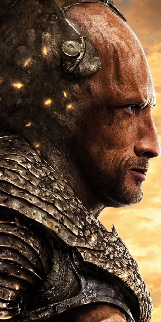 Prompt: portrait of dwayne johnson in fantasy armor from dark souls, 8 k