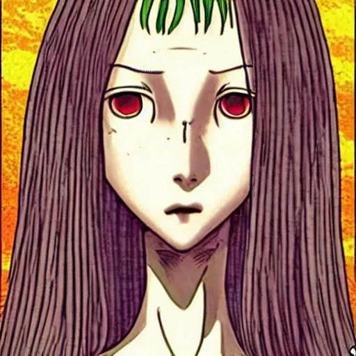 Image similar to rei ayamy by junji ito and leonardo davinci