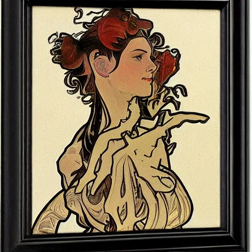 Image similar to portraits of cyborg soldiers, by Alphonse Mucha