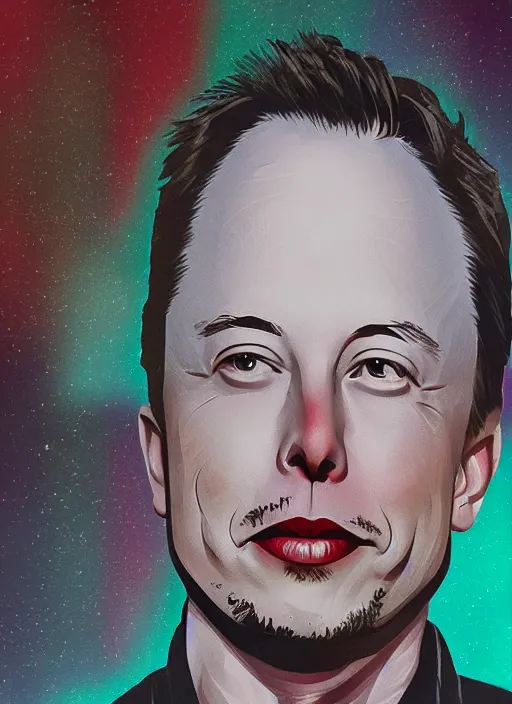 Prompt: happy elon musk, 2 d matte colors