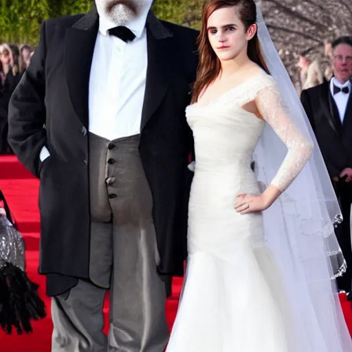 Prompt: emma watson marries a hagrid