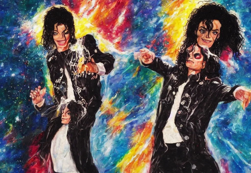 Image similar to a portrait of michael jackson with superpowers