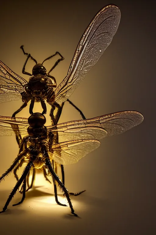 Image similar to a macro photograph of a bio - mech cyborg dragonfly by adam gor, by javier ruperez, by ellen jewett, beautifully lit, atmospheric lighting, mystical, 8 k