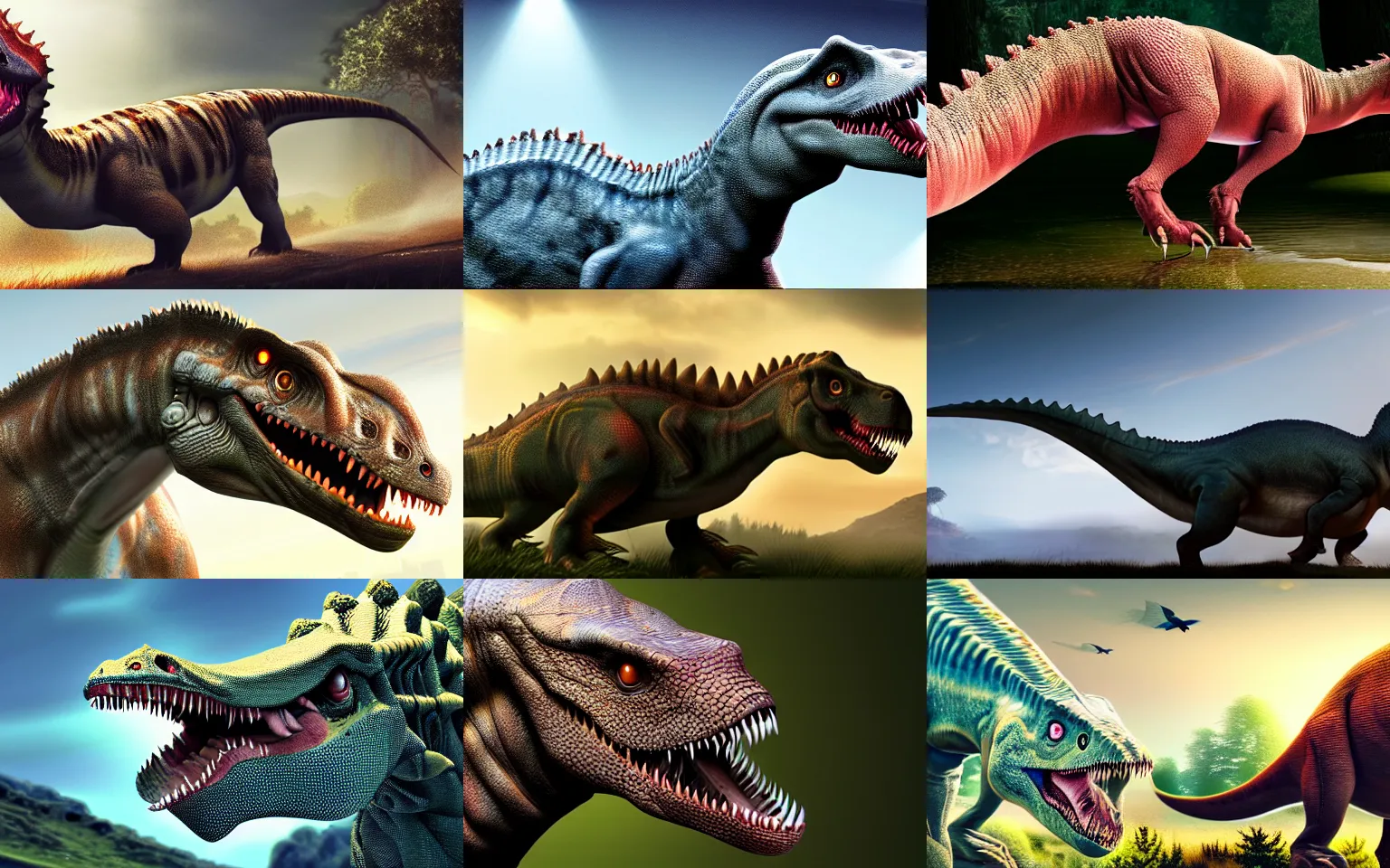 Prompt: Hybrid dinosaur, hyper realistic, 4k resolution, artwork, cinematic, depth of field, intrincate, cinematic lighting