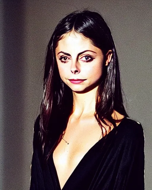 Image similar to style of claude lorrain : : gorgeous willa holland : : evil witch, swirling black magic, black dress : : symmetrical face, symmetrical eyes : : full body pose : : gorgeous black hair : : magic lighting, low spacial lighting : :