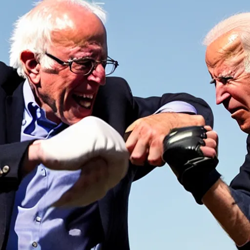 Image similar to bernie sanders punching joe biden