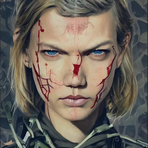 Image similar to karlie kloss in Army of Two picture by Sachin Teng, dark vibes, Realistic Painting , Organic painting, Matte Painting, geometric shapes, hard edges, graffiti, street art:2 by Sachin Teng:4