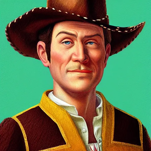 Image similar to a renaissance style portrait painting of Sheriff Woody