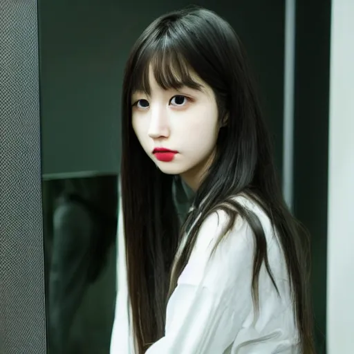 Image similar to korean e - girl, 2 0 2 2, casual fashion, ulzzang, mirror selfie, pinterest, trending on instagram, unreal engine, a picture by lu ji, trending on cg society, aestheticism, pretty, lovely, elegant