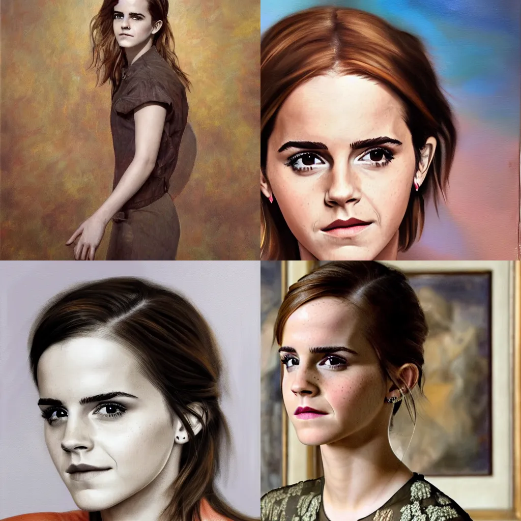 Prompt: emma watson, painting, museum, high resolution, model