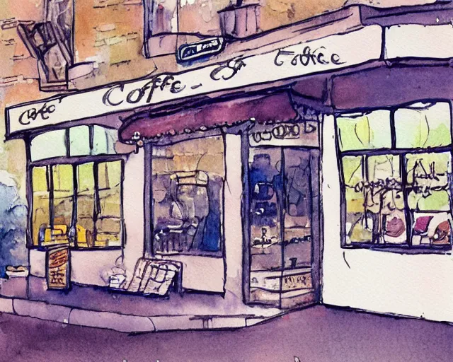 Image similar to a coffee shop smooth light color watercolor pen