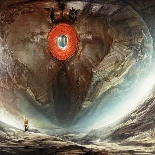 Prompt: journey to the center of the earth, artstation hall of fame gallery, editors choice, # 1 digital painting of all time, most beautiful image ever created, emotionally evocative, greatest art ever made, lifetime achievement magnum opus masterpiece, the most amazing breathtaking image with the deepest message ever painted, a thing of beauty beyond imagination or words