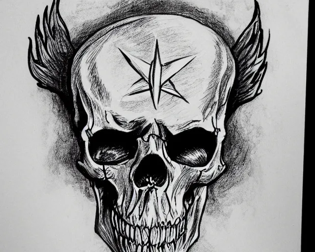 Image similar to dark satanic skull ink drawing