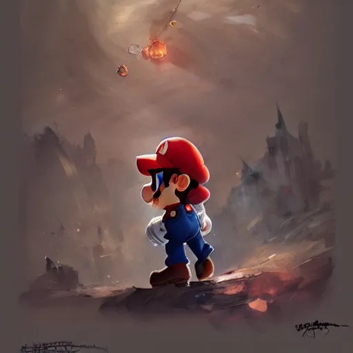 Prompt: concept art of mario, highly detailed painting by dustin nguyen, akihiko yoshida, greg tocchini, greg rutkowski, cliff chiang, 4 k resolution, trending on artstation, 8 k